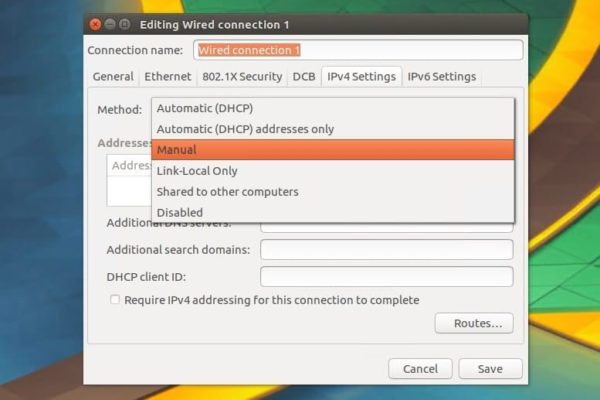 change from DHCP to Static IP Address