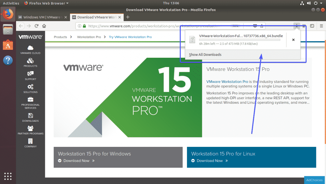 vmware workstation 15 download linux