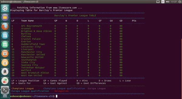 livescore-cli ubuntu