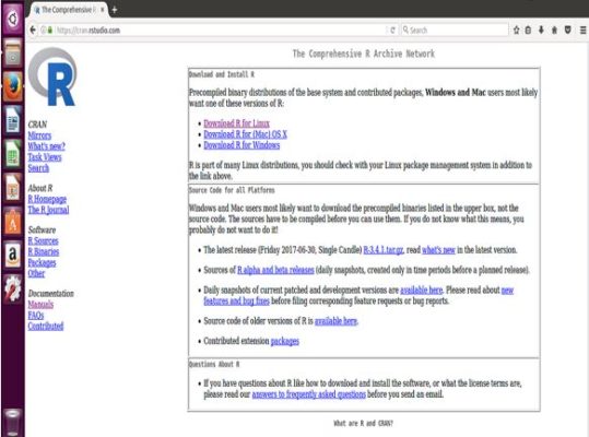 Screen Capture of RStudio Web Home Page